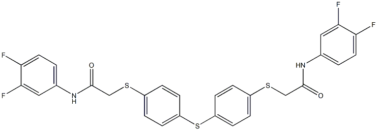 2-({4-[(4-{[2-(3,4-difluoroanilino)-2-oxoethyl]sulfanyl}phenyl)sulfanyl]phenyl}sulfanyl)-N-(3,4-difluorophenyl)acetamide Struktur