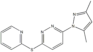 3-(3,5-dimethyl-1H-pyrazol-1-yl)-6-(2-pyridylthio)pyridazine Struktur