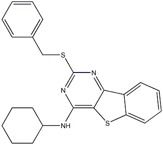 2-(benzylsulfanyl)-N-cyclohexyl[1]benzothieno[3,2-d]pyrimidin-4-amine Struktur