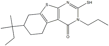 7-(1,1-Dimethyl-propyl)-2-mercapto-3-propyl-5,6,7,8-tetrahydro-3H-benzo[4,5]thieno[2,3-d]pyrimidin-4-one Struktur