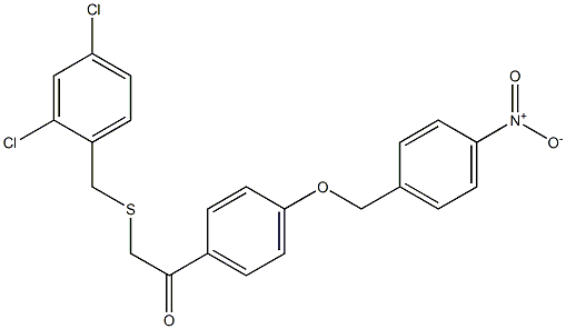 2-[(2,4-dichlorobenzyl)thio]-1-{4-[(4-nitrobenzyl)oxy]phenyl}ethan-1-one Struktur