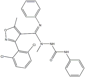 N1-phenyl-2-[[3-(2,6-dichlorophenyl)-5-methylisoxazol-4-yl](phenylimino)methyl]-2-methylhydrazine-1-carboxamide Struktur