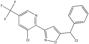 3-chloro-2-{5-[chloro(phenyl)methyl]-3-isoxazolyl}-5-(trifluoromethyl)pyridine Struktur