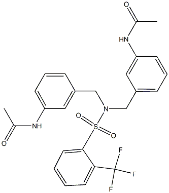 N-{3-[([3-(acetylamino)benzyl]{[2-(trifluoromethyl)phenyl]sulfonyl}amino)methyl]phenyl}acetamide Struktur