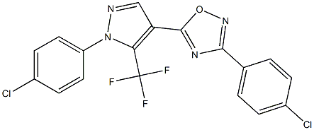 3-(4-chlorophenyl)-5-[1-(4-chlorophenyl)-5-(trifluoromethyl)-1H-pyrazol-4-yl]-1,2,4-oxadiazole Struktur