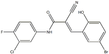 N1-(3-chloro-4-fluorophenyl)-3-(5-bromo-2-hydroxyphenyl)-2-cyanoacrylamide Struktur