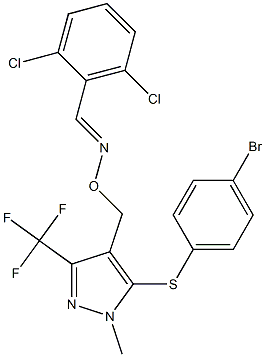 2,6-dichlorobenzenecarbaldehyde O-{[5-[(4-bromophenyl)sulfanyl]-1-methyl-3-(trifluoromethyl)-1H-pyrazol-4-yl]methyl}oxime Struktur