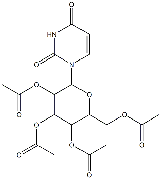 3,5-di(acetyloxy)-2-[(acetyloxy)methyl]-6-(2,4-dioxo-1,2,3,4-tetrahydropyrimidin-1-yl)tetrahydro-2H-pyran-4-yl acetate Struktur