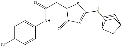 N1-(4-chlorophenyl)-2-[2-(bicyclo[2.2.1]hept-5-en-2-ylamino)-4-oxo-4,5-dihydro-1,3-thiazol-5-yl]acetamide Struktur