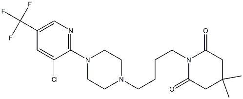 1-(4-{4-[3-chloro-5-(trifluoromethyl)-2-pyridinyl]piperazino}butyl)-4,4-dimethyldihydro-2,6(1H,3H)-pyridinedione Struktur