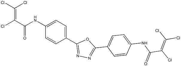 N1-[4-(5-{4-[(2,3,3-trichloroacryloyl)amino]phenyl}-1,3,4-oxadiazol-2-yl)phenyl]-2,3,3-trichloroacrylamide Struktur