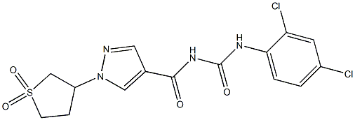 N-(2,4-dichlorophenyl)-N'-{[1-(1,1-dioxotetrahydro-1H-1lambda~6~-thiophen-3-yl)-1H-pyrazol-4-yl]carbonyl}urea Struktur