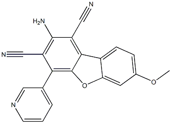 2-amino-7-methoxy-4-(3-pyridinyl)dibenzo[b,d]furan-1,3-dicarbonitrile Struktur