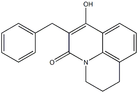 6-benzyl-7-hydroxy-2,3-dihydro-1H,5H-pyrido[3,2,1-ij]quinolin-5-one Struktur