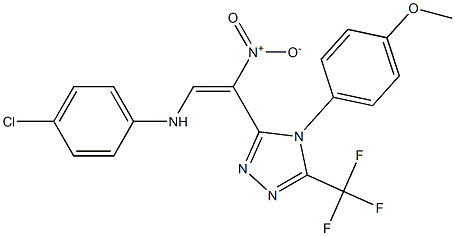 4-chloro-N-{2-[4-(4-methoxyphenyl)-5-(trifluoromethyl)-4H-1,2,4-triazol-3-yl]-2-nitrovinyl}aniline Struktur