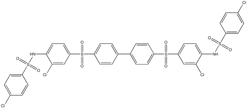 4-chloro-N-[2-chloro-4-({4'-[(3-chloro-4-{[(4-chlorophenyl)sulfonyl]amino}phenyl)sulfonyl][1,1'-biphenyl]-4-yl}sulfonyl)phenyl]benzenesulfonamide Struktur