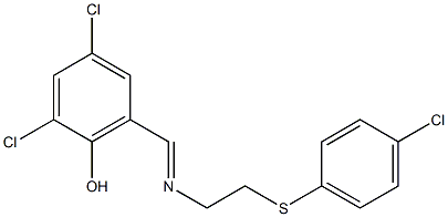 2,4-dichloro-6-[({2-[(4-chlorophenyl)thio]ethyl}imino)methyl]phenol Struktur