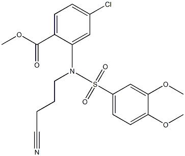 methyl 4-chloro-2-{(3-cyanopropyl)[(3,4-dimethoxyphenyl)sulfonyl]amino}benzoate Struktur