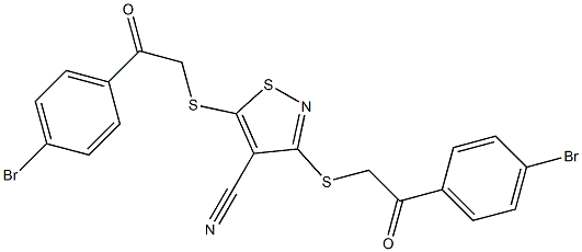 3,5-di{[2-(4-bromophenyl)-2-oxoethyl]thio}isothiazole-4-carbonitrile Struktur