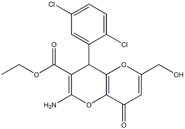 ethyl 2-amino-4-(2,5-dichlorophenyl)-6-(hydroxymethyl)-8-oxo-4,8-dihydropyrano[3,2-b]pyran-3-carboxylate Struktur