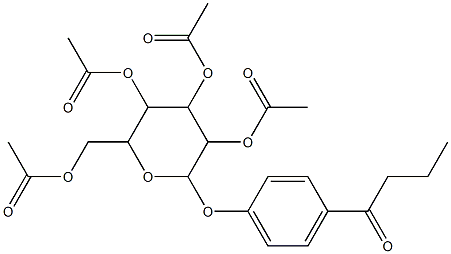 3,5-di(acetyloxy)-2-[(acetyloxy)methyl]-6-(4-butyrylphenoxy)tetrahydro-2H-pyran-4-yl acetate Struktur