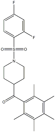 {1-[(2,4-difluorophenyl)sulfonyl]-4-piperidyl}(2,3,4,5,6-pentamethylphenyl)methanone Struktur