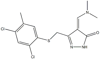 3-{[(2,4-dichloro-5-methylphenyl)thio]methyl}-4-[(dimethylamino)methylidene]-4,5-dihydro-1H-pyrazol-5-one Struktur