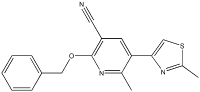 2-(benzyloxy)-6-methyl-5-(2-methyl-1,3-thiazol-4-yl)nicotinonitrile Struktur