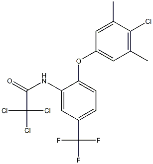 N1-[2-(4-chloro-3,5-dimethylphenoxy)-5-(trifluoromethyl)phenyl]-2,2,2-trichloroacetamide Struktur