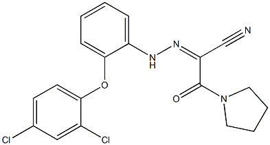 2-{2-[2-(2,4-dichlorophenoxy)phenyl]hydrazono}-3-oxo-3-tetrahydro-1H-pyrrol-1-ylpropanenitrile Struktur