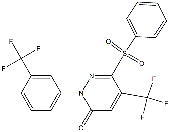 6-(phenylsulfonyl)-5-(trifluoromethyl)-2-[3-(trifluoromethyl)phenyl]-3(2H)-pyridazinone Struktur