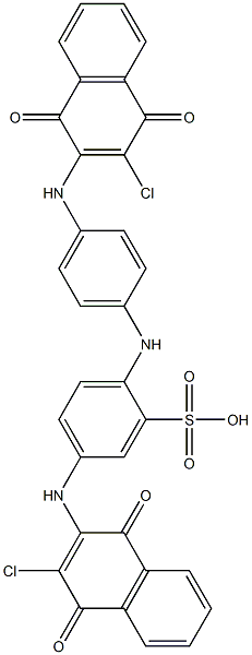 5-[(3-chloro-1,4-dioxo-1,4-dihydronaphthalen-2-yl)amino]-2-{4-[(3-chloro-1, 4-dioxo-1,4-dihydronaphthalen-2-yl)amino]anilino}benzene-1-sulfonic acid Struktur