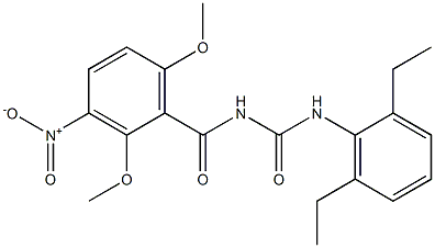 N-(2,6-diethylphenyl)-N'-(2,6-dimethoxy-3-nitrobenzoyl)urea Struktur