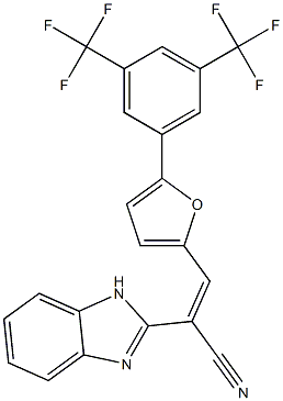 2-(1H-benzo[d]imidazol-2-yl)-3-{5-[3,5-di(trifluoromethyl)phenyl]-2-furyl}acrylonitrile Struktur