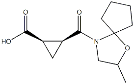 (1R,2S)-2-[(2-methyl-1-oxa-4-azaspiro[4.4]non-4-yl)carbonyl]cyclopropanecarboxylic acid Struktur