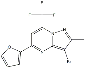 3-bromo-5-(2-furyl)-2-methyl-7-(trifluoromethyl)pyrazolo[1,5-a]pyrimidine Struktur