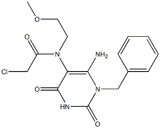 N-(6-Amino-1-benzyl-2,4-dioxo-1,2,3,4-tetrahydro-pyrimidin-5-yl)-2-chloro-N-(2-methoxy-ethyl)-acetamide Struktur