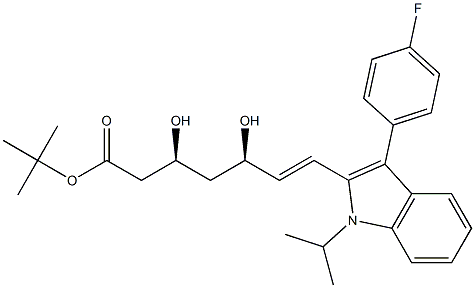 [R*,S*-(E)]-(+-)-7-[3-(4-fluorophenyl)-1-(1-methylethyl)-1H-indol-2-yl]-3,5-dihydroxy-6-heptenoic acid tertbutyl ester Struktur