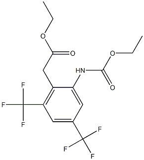 ethyl 2-(2-(ethoxycarbonylamino)-4,6-bis(trifluoromethyl)phenyl)acetate Struktur