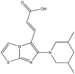 (2E)-3-[6-(3,5-dimethylpiperidin-1-yl)imidazo[2,1-b][1,3]thiazol-5-yl]acrylic acid Struktur