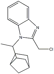 1-(1-{bicyclo[2.2.1]heptan-2-yl}ethyl)-2-(chloromethyl)-1H-1,3-benzodiazole Struktur