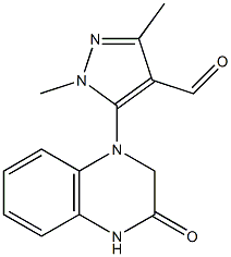 1,3-dimethyl-5-(3-oxo-1,2,3,4-tetrahydroquinoxalin-1-yl)-1H-pyrazole-4-carbaldehyde Struktur