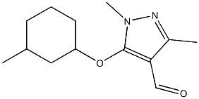 1,3-dimethyl-5-[(3-methylcyclohexyl)oxy]-1H-pyrazole-4-carbaldehyde Struktur