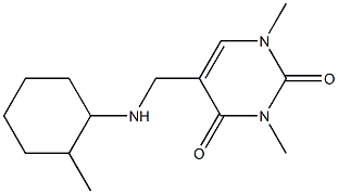 1,3-dimethyl-5-{[(2-methylcyclohexyl)amino]methyl}-1,2,3,4-tetrahydropyrimidine-2,4-dione Struktur