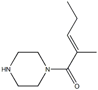 1-[(2E)-2-methylpent-2-enoyl]piperazine Struktur