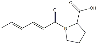 1-[(2E,4E)-hexa-2,4-dienoyl]pyrrolidine-2-carboxylic acid Struktur