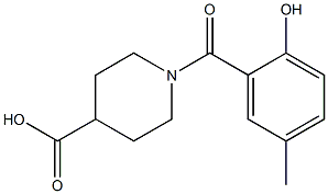 1-[(2-hydroxy-5-methylphenyl)carbonyl]piperidine-4-carboxylic acid Struktur