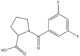 1-[(3,5-difluorophenyl)carbonyl]pyrrolidine-2-carboxylic acid Struktur