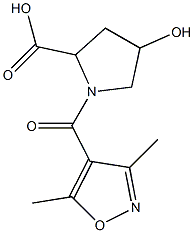 1-[(3,5-dimethyl-1,2-oxazol-4-yl)carbonyl]-4-hydroxypyrrolidine-2-carboxylic acid Struktur