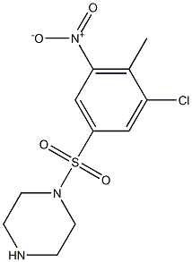 1-[(3-chloro-4-methyl-5-nitrobenzene)sulfonyl]piperazine Struktur